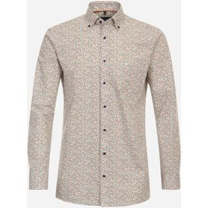 CASA MODA - Multicolor Fantasie - Overhemd - Oranje - Strijkvriendelijk