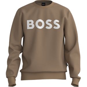 BOSS Soleri regular fit trui katoen, heren sweatshirt middeldik, midden beige -  Maat: XL