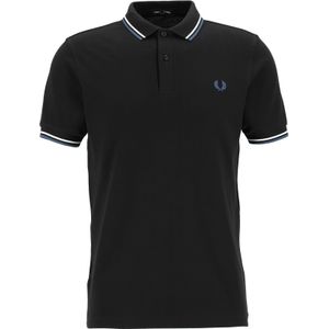 Fred Perry M3600 polo twin tipped shirt, heren polo, Black / White / Sky -  Maat: XXL
