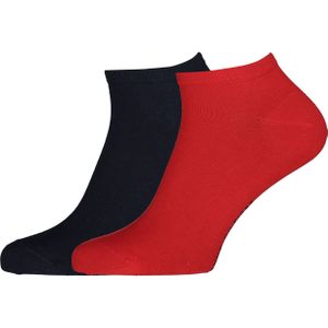 Tommy Hilfiger damessokken Sneaker (2-pack), korte enkelsok katoen, Tommy rood en blauw -  Maat: 35-38