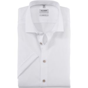 OLYMP Level 5 body fit overhemd, korte mouw, satijnbinding, wit