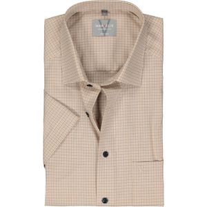 MARVELIS comfort fit overhemd, korte mouw, popeline, beige met wit geruit