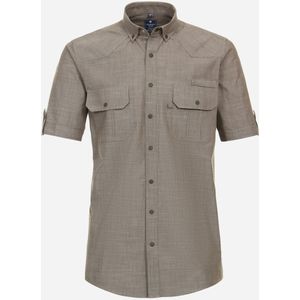 3 voor 99 | Redmond comfort fit overhemd, korte mouw, popeline, bruin 41/42