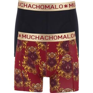 Muchachomalo heren boxershorts (2-pack), heren boxers normale lengte, katoen-modal, Wolf, print en zwart -  Maat: 3XL