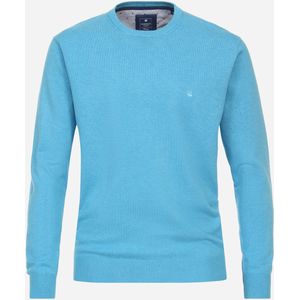 Redmond heren trui katoen, O-hals, blauw (middeldik) -  Maat: XL