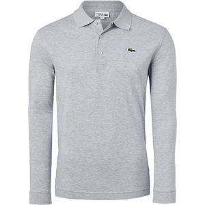 Lacoste Sport polo regular fit stretch, heren poloshirt lange mouwen, grijs melange