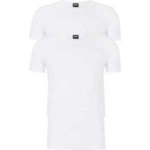 HUGO BOSS Modern stretch T-shirts slim fit (2-pack), heren T-shirts O-hals, wit -  Maat: M