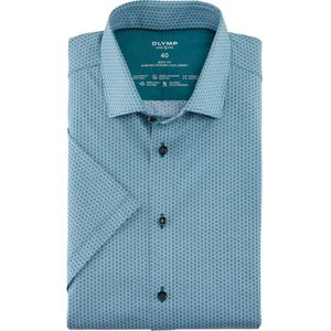 OLYMP 24/7 Level 5 body fit overhemd, korte mouw, tricot, smaragdgroen dessin
