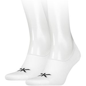 Calvin Klein Footie High Cut Logo (2-pack), heren onzichtbare sokken, wit dessin -  Maat: 43-46