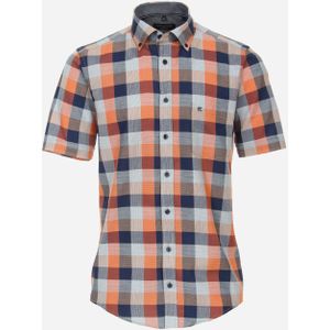 CASA MODA Sport casual fit overhemd, korte mouw, structuur, oranje geruit 45/46