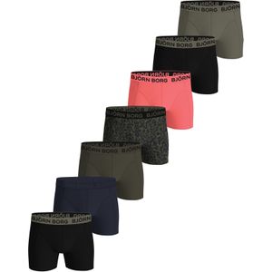 Bjorn Borg Cotton Stretch boxers, heren boxers normale lengte (7-pack), zwart, blauw, groen, koraal en luipaard print