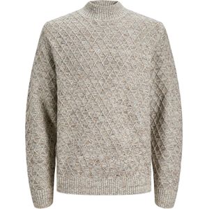JACK & JONES Ziggi knit mock neck slim fit, heren pullover wolmengsel met turtleneck, beige melange -  Maat: XL