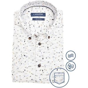 Ledub modern fit overhemd, korte mouw, wit dessin