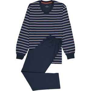 Gotzburg heren pyjama V-hals, donkerblauw gestreept