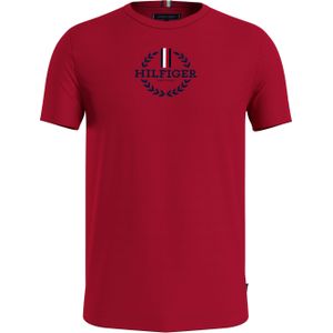 Tommy Hilfiger Global Stripe Wreath Tee, heren T-shirt korte mouw O-hals, rood -  Maat: XXL