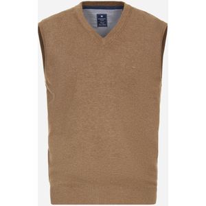 Redmond heren spencer katoen, V-hals, camel (middeldik) -  Maat: 4XL