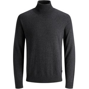 JACK & JONES slim fit coltrui katoen, antraciet grijs melange -  Maat: M