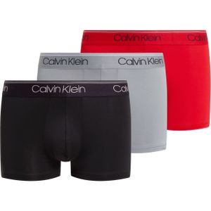 Calvin Klein Trunk (3-pack), heren boxers normale lengte, zwart, rood, grijs -  Maat: M