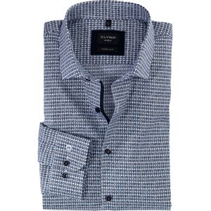 OLYMP No. 6 Six super slim fit overhemd, popeline, marineblauw dessin