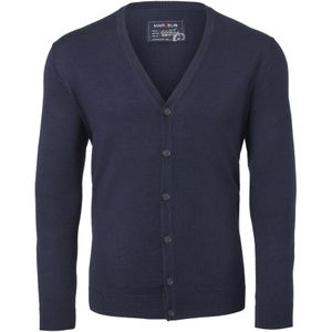 MARVELIS heren vest wol, V-hals, donkerblauw -  Maat: L