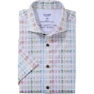OLYMP 24/7 Level 5 body fit overhemd, korte mouw, tricot, pink dessin