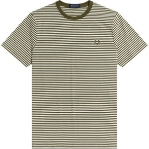 Fred Perry Stripe regular fit T-shirt M3552, korte mouw O-hals, groen -  Maat: XXL