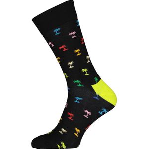 Happy Socks Palm Sock, zwart met palmboompjes - Unisex - Maat: 41-46