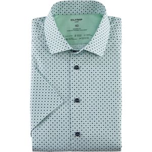 OLYMP Luxor 24/7 modern fit overhemd, korte mouw, tricot, lichtgroen dessin