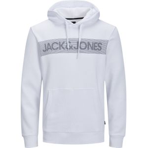 JACK & JONES Corp logo sweat hood regular fit, heren hoodie katoenmengsel met capuchon, wit