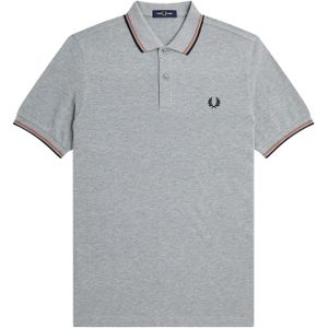 Fred Perry M3600 polo twin tipped shirt, pique, Steel Marl / Light Rust / Black -  Maat: M