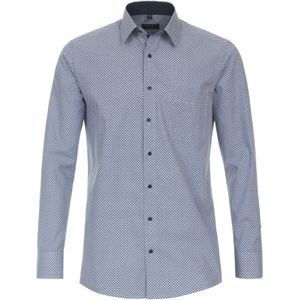 Redmond - Comfort Fit - Overhemd - Blauw met Wit Dessin - Strijkvriendelijk