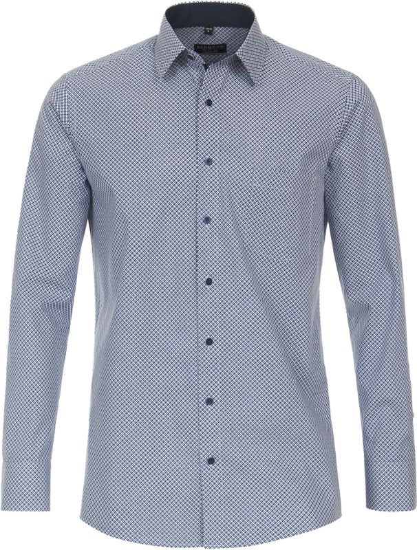 Redmond - Comfort Fit - Overhemd - Blauw met Wit Dessin - Strijkvriendelijk