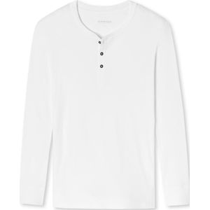 SCHIESSER Retro Rib T-shirt (1-pack), heren shirt lange mouwen dubbelrib biologisch katoen knoopsluiting wit -  Maat: XL