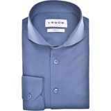 Ledub slim fit overhemd, jersey, middenblauw