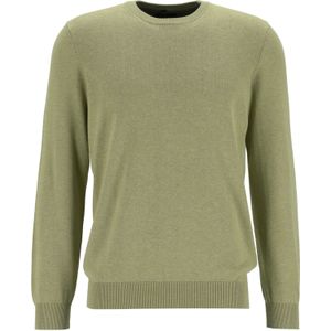 MARVELIS modern fit trui katoen, O-hals, olijfgroen