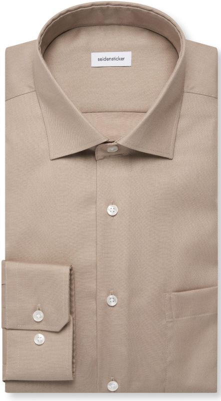 Overhemd - Zand - 100% Katoen - Regular Fit - Kentkraag - Lange Mouwen