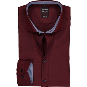 OLYMP Level 5 body fit overhemd, bordeaux rood structuur (blauw contrast) 44