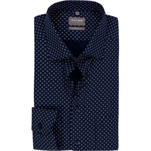 OLYMP Luxor comfort fit overhemd, dobby, marine blauw dessin