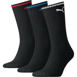 Puma Crew Sock Stripe (3-pack),  sokken, zwart gestreept -  Maat: 47-49