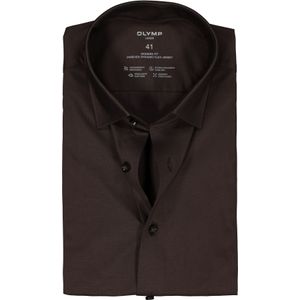 OLYMP - 24/7 Modern Fit - Overhemd - Zwartbruin - Strijkvriendelijk