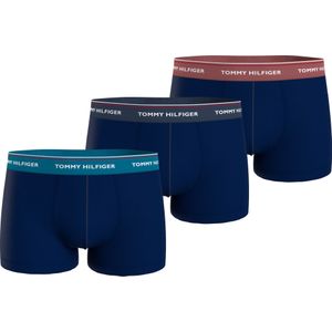 Tommy Hilfiger trunk (3-pack), heren boxers normale lengte, blauw met gekleurde tailleband -  Maat: 5XL
