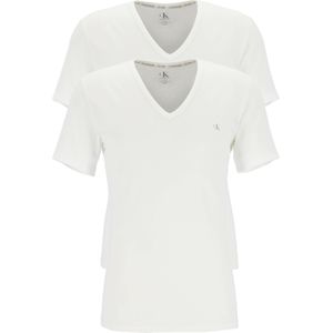 Calvin Klein CK ONE cotton V- neck T-shirts (2-pack), heren T-shirts V-hals, wit -  Maat: L