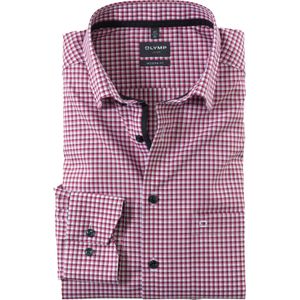 OLYMP Luxor modern fit overhemd, structuur, granaat geruit