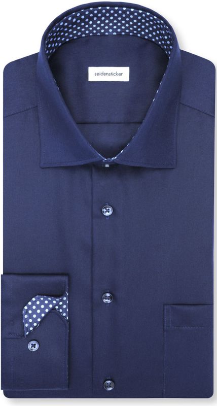 Seidensticker - Businessoverhemd - Donkerblauw - Regular 1/1 Kentkraag - Effen