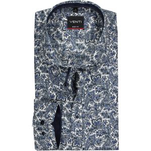VENTI body fit overhemd, blauw paisley dessin (contrast)