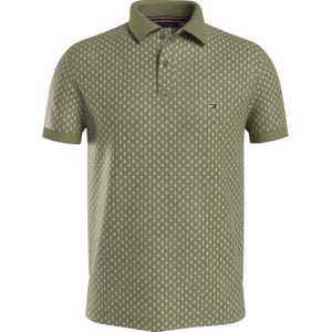 Tommy Hilfiger Micro Print Slim Polo, heren poloshirt, licht olijfgroen -  Maat: XXL