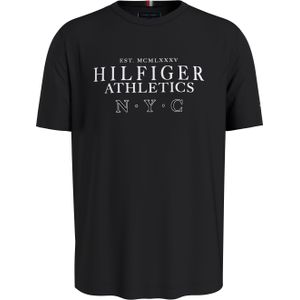 Tommy Hilfiger Hilfiger Ath Stack Tee, heren T-shirt korte mouw O-hals, zwart -  Maat: XS