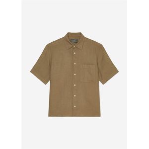 Marc O'Polo regular fit heren overhemd, korte mouw, structuur, kaki 35/36