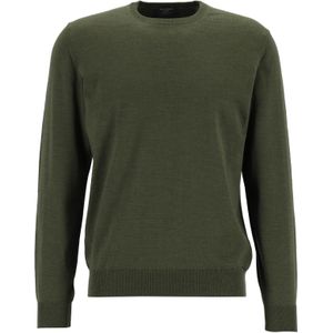 OLYMP modern fit trui wol, O-hals, olijfgroen -  Maat: XL