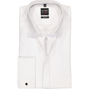 OLYMP Level 5 body fit overhemd, mouwlengte 7, smoking overhemd, wit gladde stof met Kent kraag 46